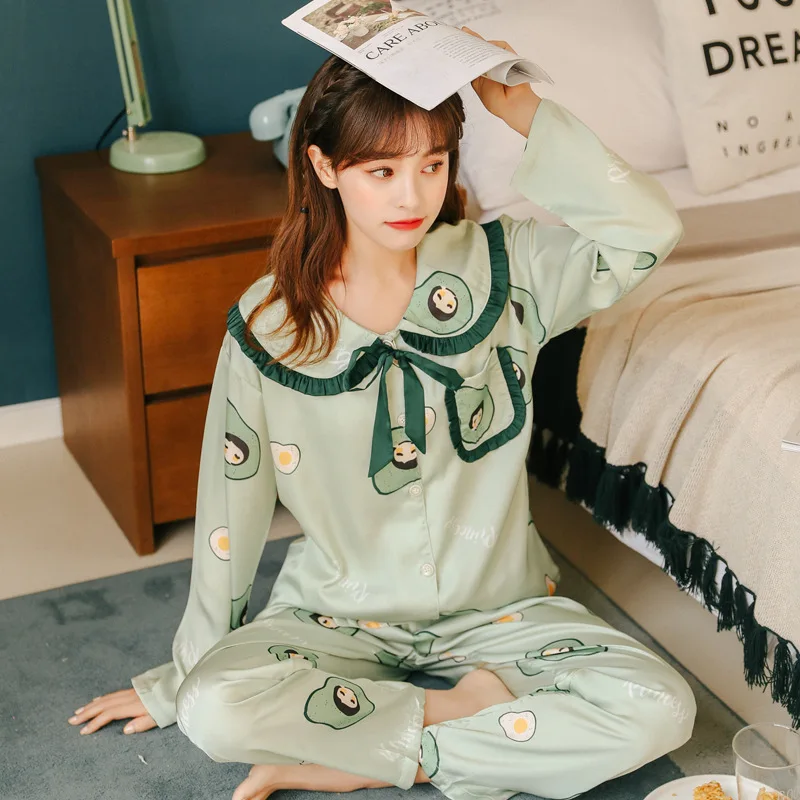 Пижамный комплект Smmoloa женский Шелковый оригинальная пижама в ленивом стиле с