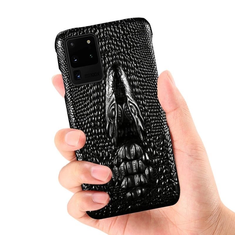 for samsung galaxy s21 ultra note 20 10 s20 fe plus s10 a52 a72 m51 case genuine leather 3d crocodile texture hard cover funda free global shipping