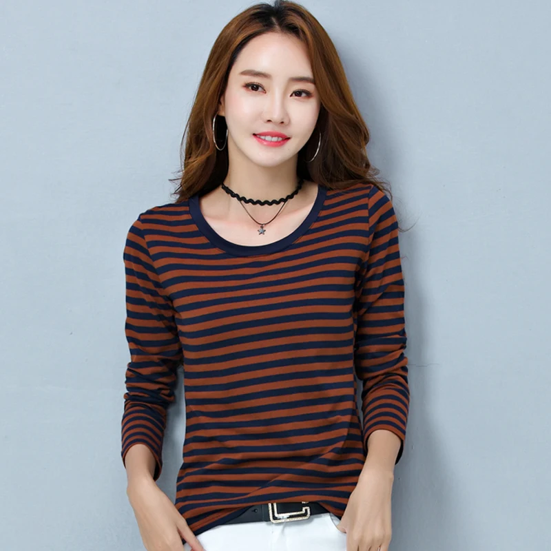 

Футболка в полоску для мальчиков и девочек женские ClothesO-образным вырезом осень-зима футболка с длинным рукавом Топы сексуальный тонкий фут...