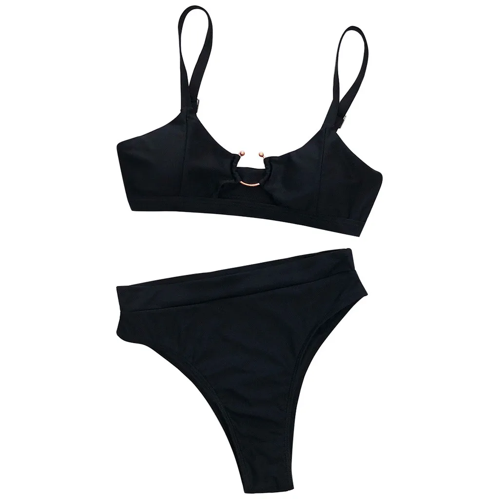 

2021 Sexy Women High Waist Bikini Swimsuit Swimwear Female Bandeau Thong Brazilian Biquini Bikini Set Bathing Suit Bather