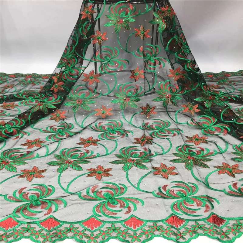 Африканская кружевная ткань бисер высокого качества расшитый французский фатин