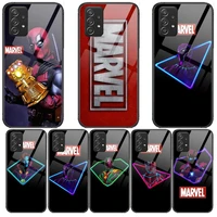 marvel avengers logo tempered glass case phone for samsung galaxy a51 a71 a60 a70s a70 a80 a21s a41 a20e a50 a30s 5g a32 a40s a2