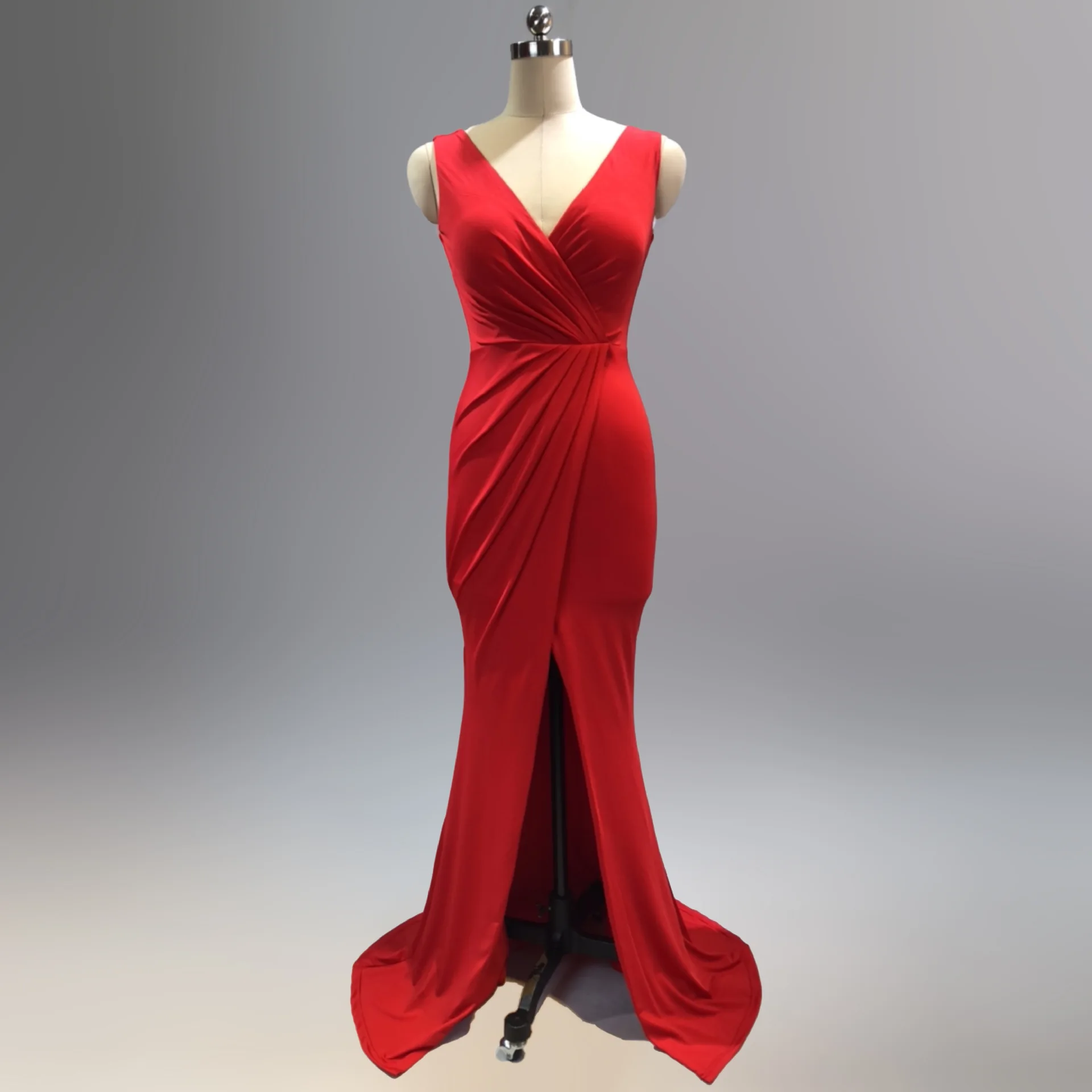 

Black Strapless Split Leg Evening Gown Dress Wedding Party Robe Prom Dress Padded Stretch Floor Length Dress Suknia Wieczorowa