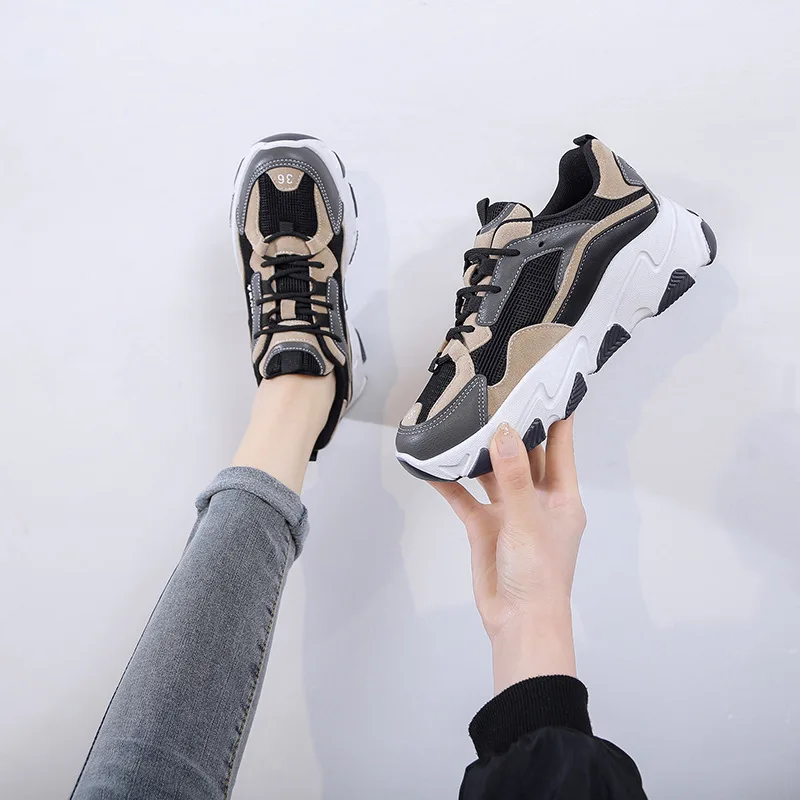 Новинка Весна 2021 универсальная женская обувь на толстой подошве дышащая