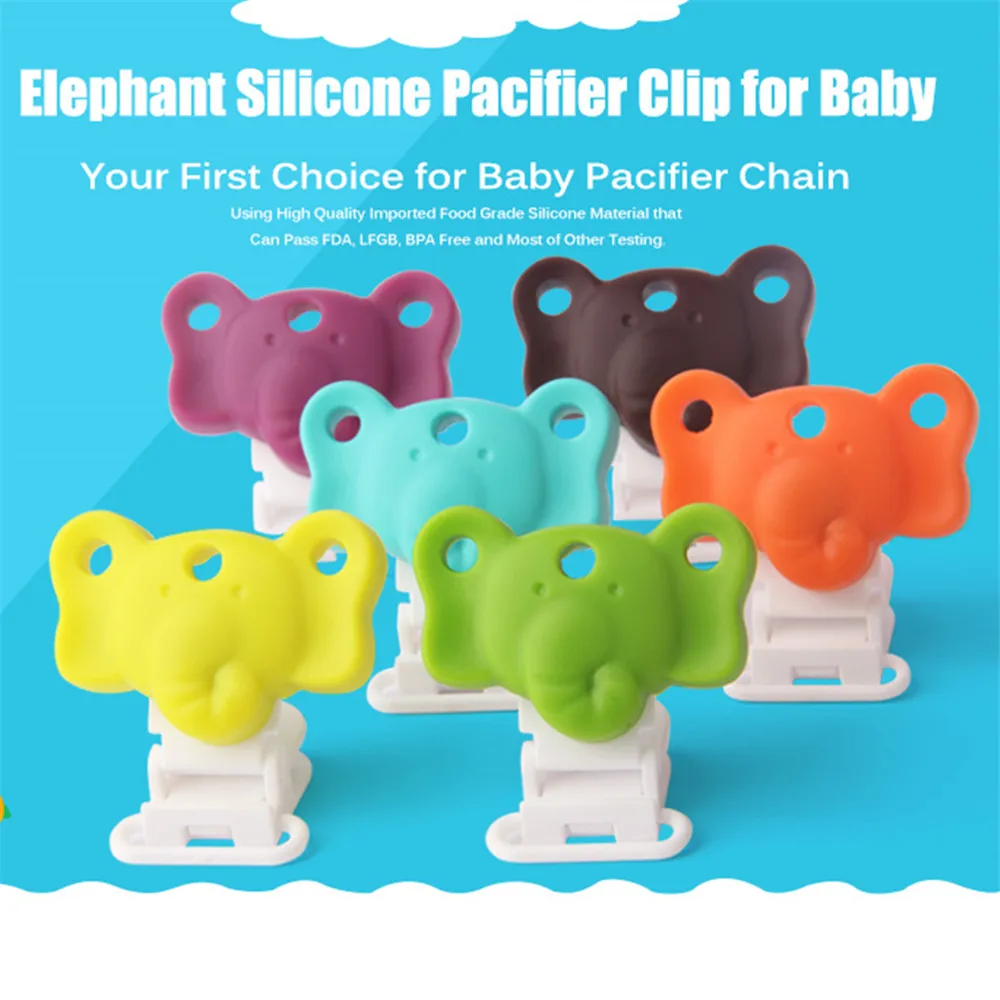 125PCS BPA Free Silicone Elephant Baby Pacifier Dummy Teether Chain Holder Clips Soother Nursing Accessory Clips Food Grade