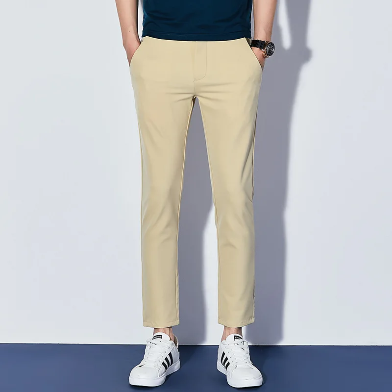 

Summer new casual pants men's Capris youth straight pants Korean Capris simple men's slim pants