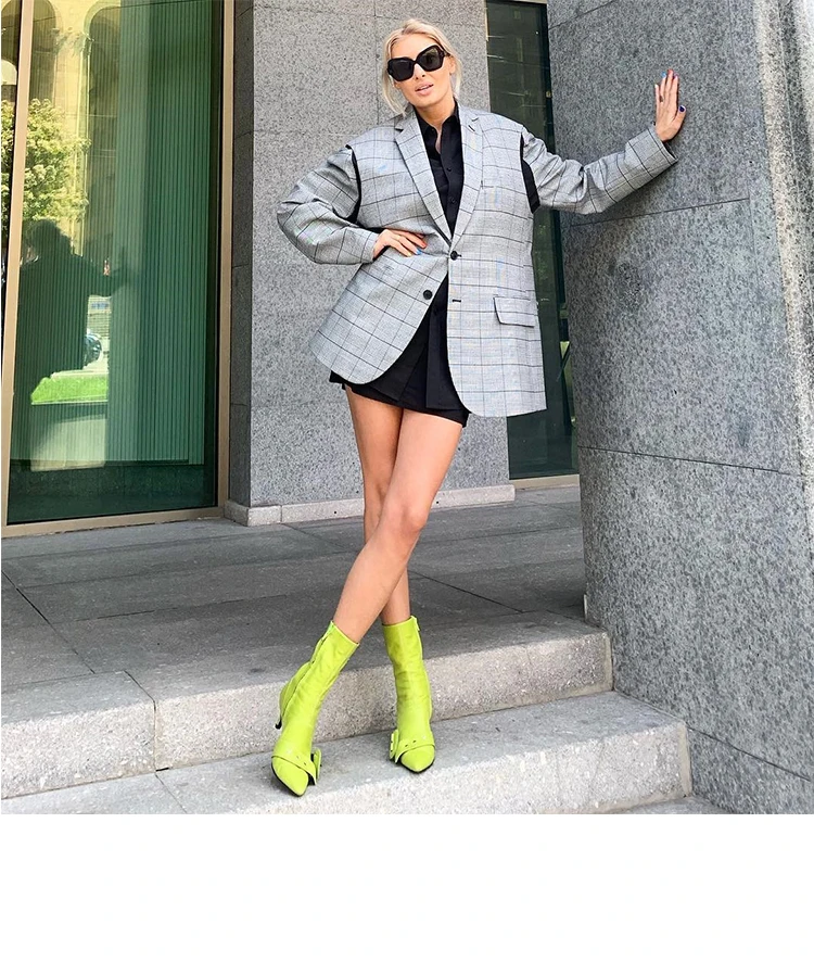 Новые осенние ботильоны для женщин из кожи с острым носком на молнии Botines модная