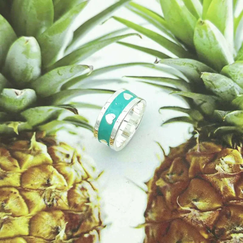 

s925 standard sterling female ring wedding ring European and American simple love Epoxy fashion women's ring