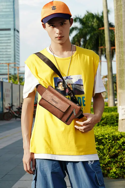 Мужская поясная сумка из искусственной кожи сумка-слинг на ремне рюкзак для