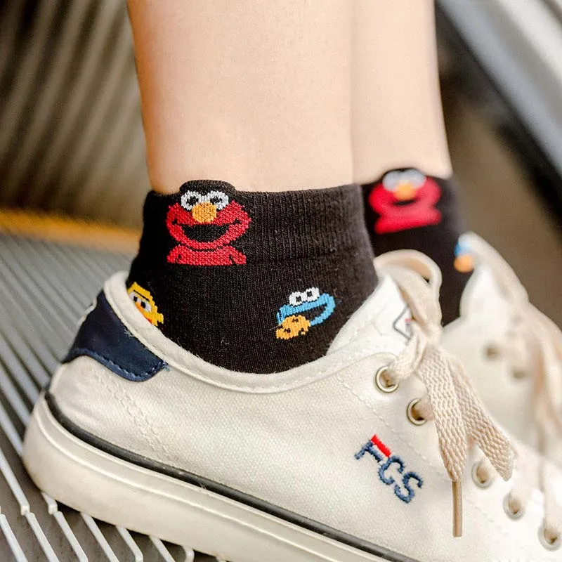 Повседневные Хлопковые женские короткие носки с забавным рисунком дышащие