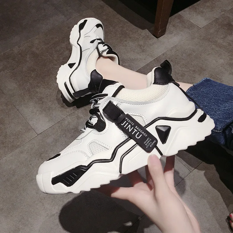 Кроссовки женские массивные Вулканизированная подошва сетчатые на платформе