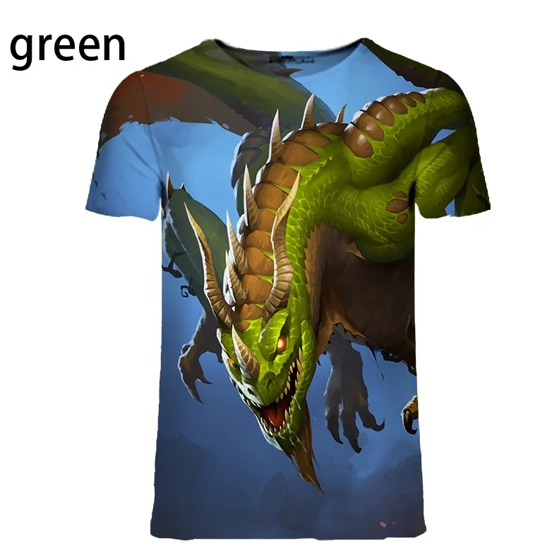 

Cartoon Dragon Pattern Short-Sleeved 3D T-Shirt Youth Clothes Half-Sleeved Male