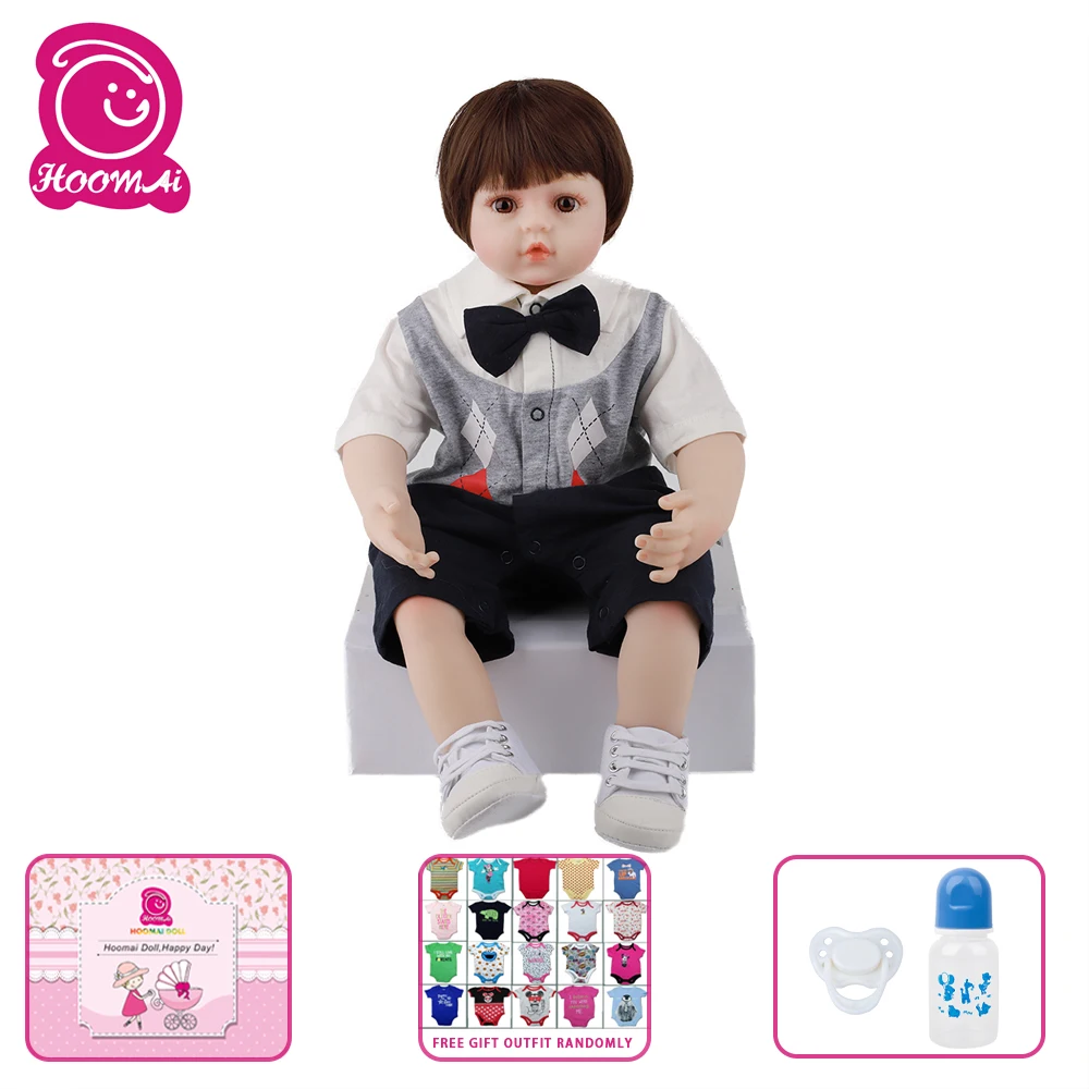 Hoomai Новорожденный ребенок 24 ''силиконовая кукла ткань тело реалистичные Bebe