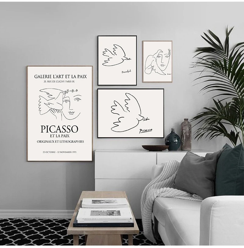 Картина на холсте Picasso Matisse Girl Bird Line для рисования настенные постеры и принты в