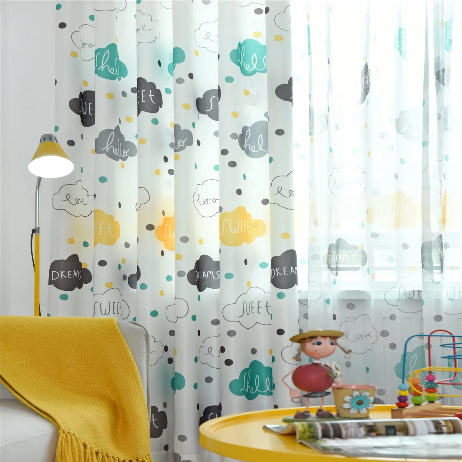 Lovely Cartoon Colorful Clouds Sleeping Curtains for Children Living Room Bedroom Custom Made Blackout Drapes | Дом и сад