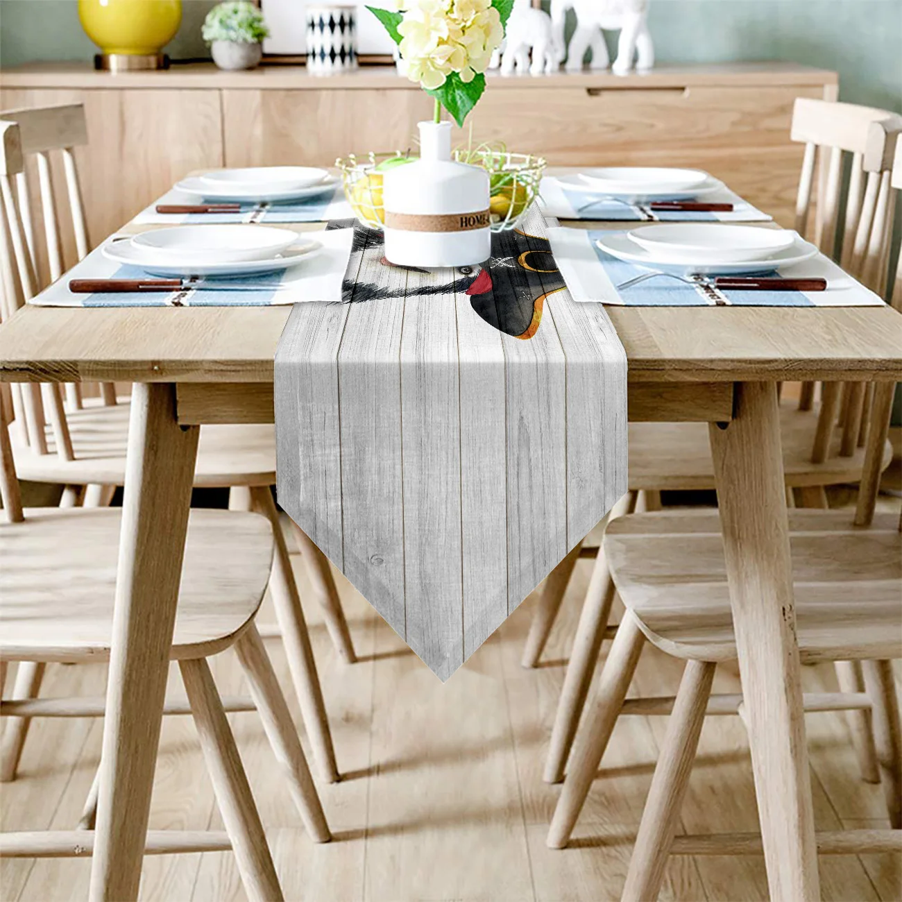 Пират Хаски на деревянной доске современный Настольный бегун с высокой