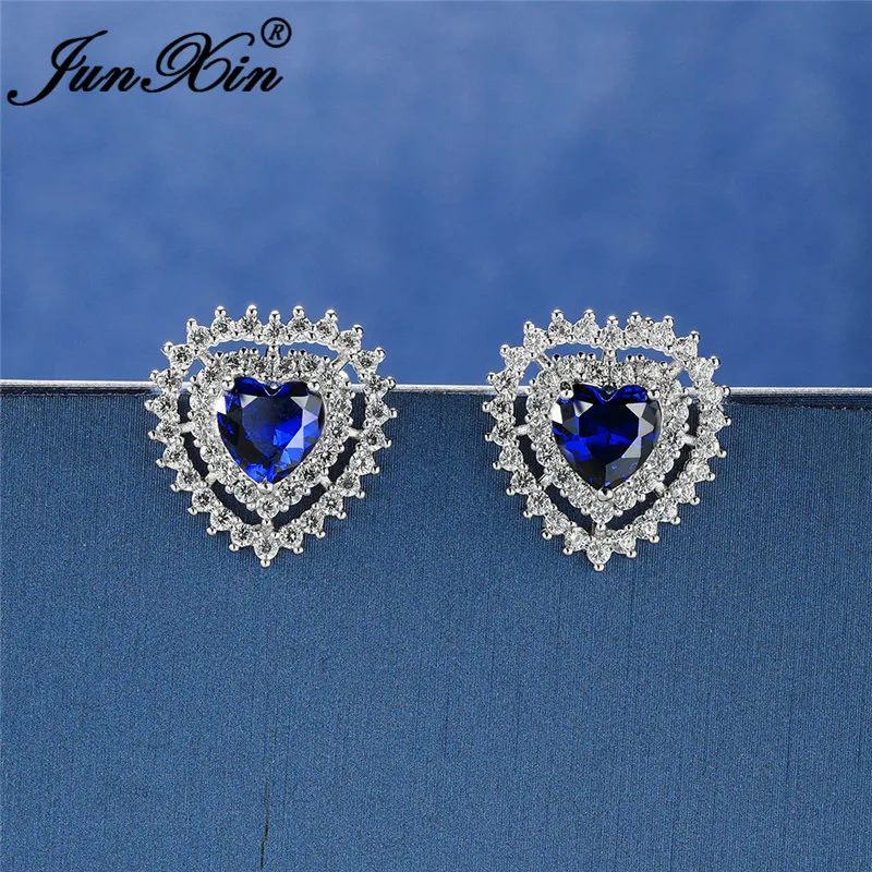 Серьги гвоздики в стиле бохо с кристаллами форме сердца для женщин королевский