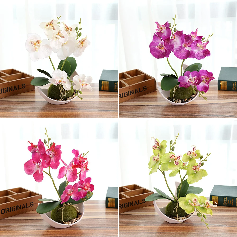 4 шт. фаленопсис Бонсай искусственный цветок растения + горшок декоративный для