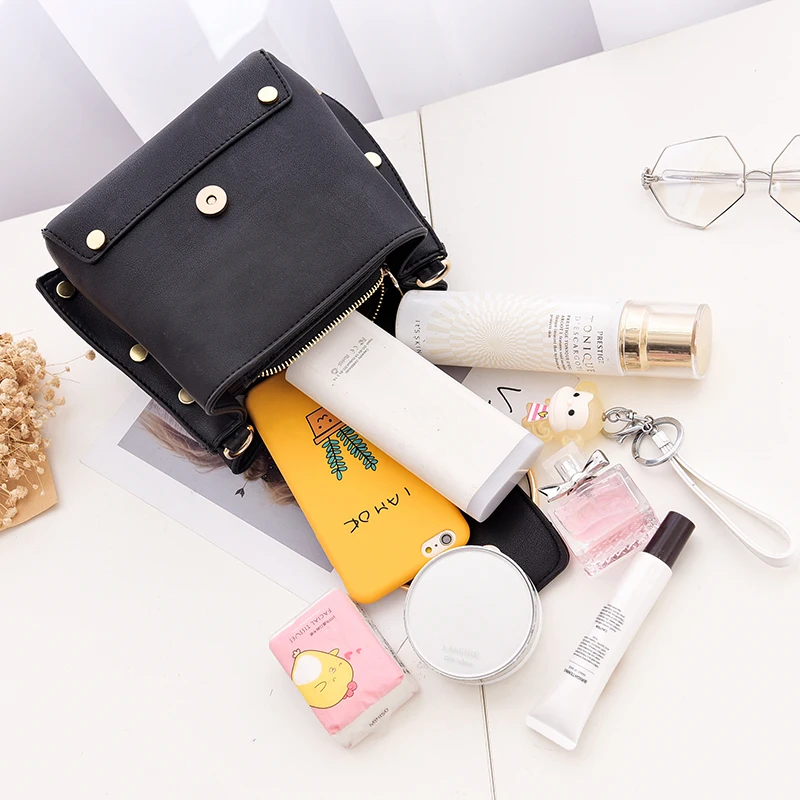 WEIXIER винтажная сумка на плечо Женская Повседневная с заклепками Дамский