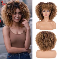 14inch soft fluffy afro kinky curly with bangs wig synthetic wigs full bouncy wigs african glueless dread locks woman wig leeons