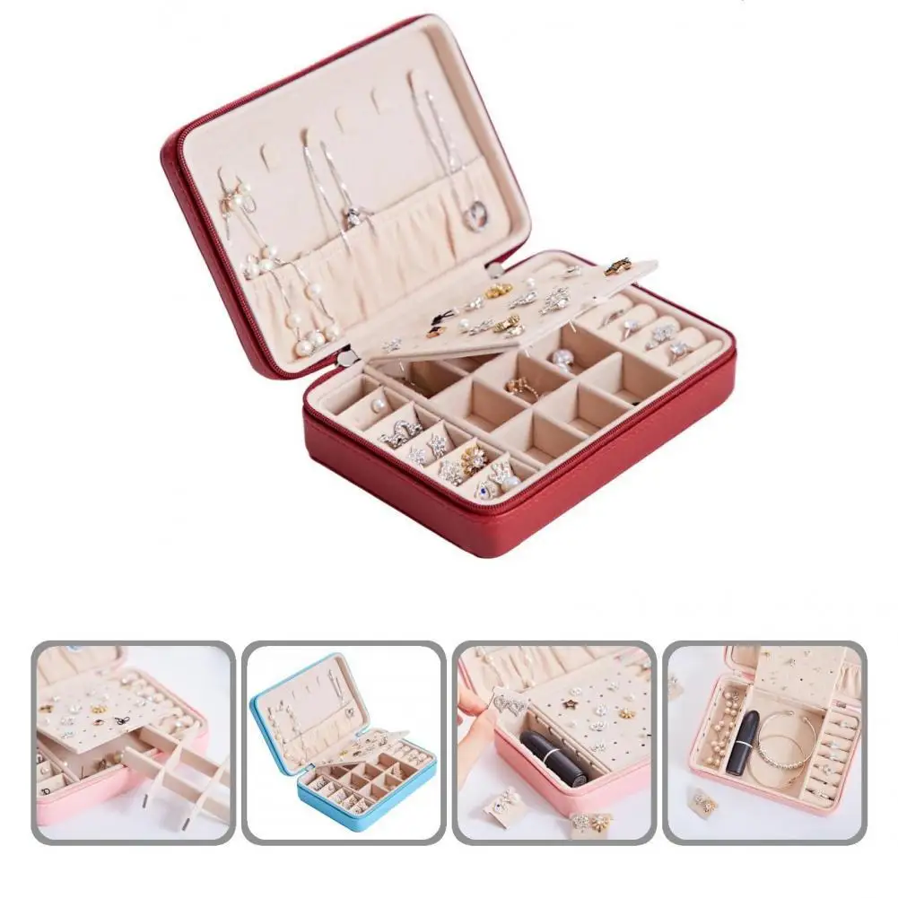 

Полезная влагостойкая Водонепроницаемая шкатулка из искусственной кожи на молнии для сережек, ожерелий, колец, чехол, шкатулка для ювелирн...