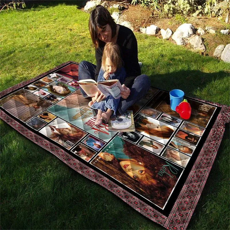 Трехмерное одеяло для женщин стеганое с рисунком певицы музыки в деревенском