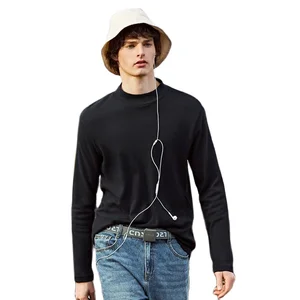 Футболка SEMIR Мужская классическая из 100% хлопка, водолазка с длинными рукавами, Классическая однотонная рубашка с ложным воротником