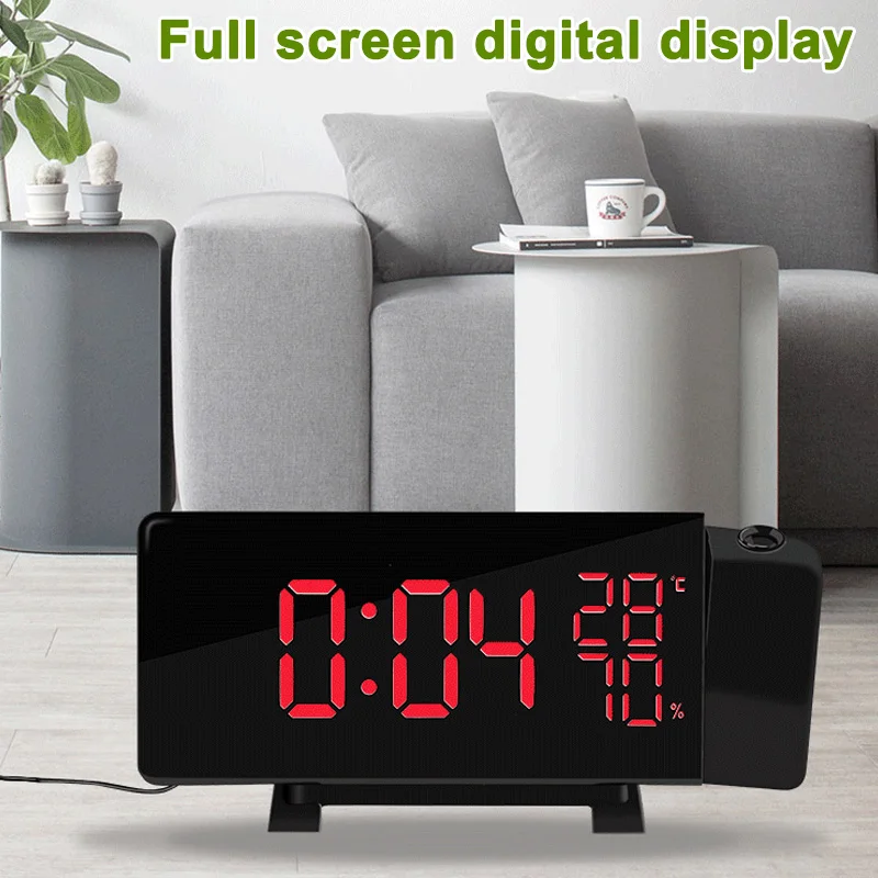 

Digital Projection Alarm Clock FM Radio Dimmable LED Projector Christmas Gift