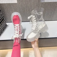 womens 2021 new summer internet celebrity jelly bottom sock set non slip casual fashionable transparent martens rain boots