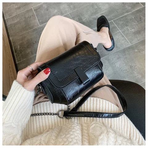 Классические модные сумки на плечо с клапаном для женщин цепочкой и икрой