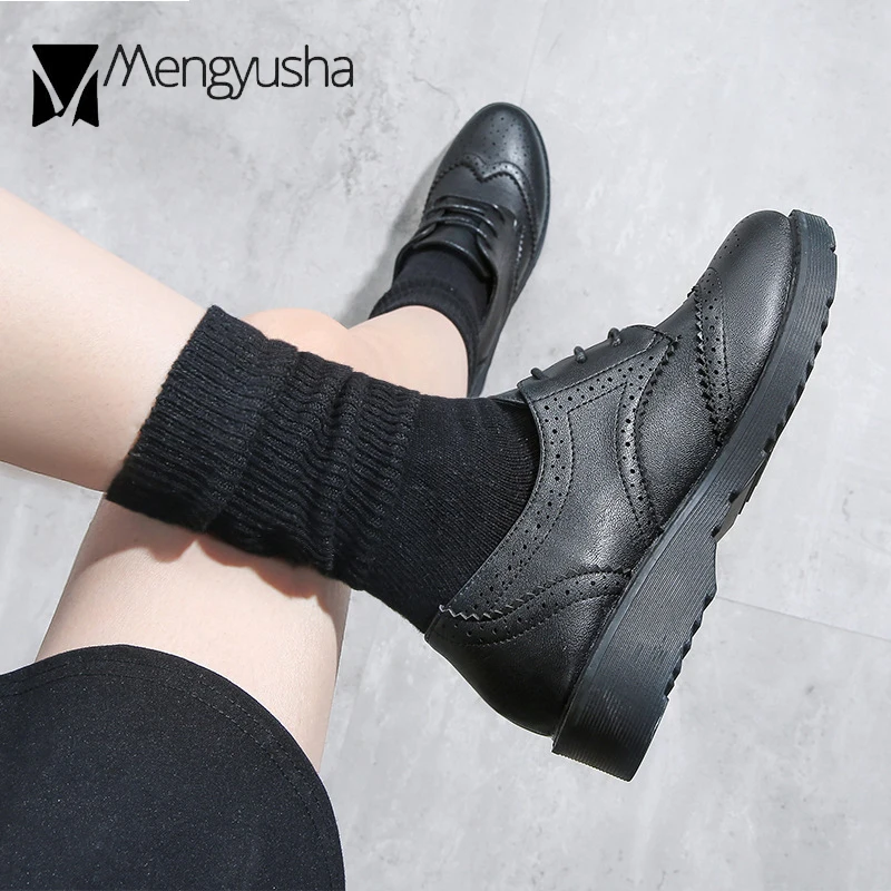 Туфли оксфорды женские зимние с плюшевой подкладкой кожа плоская подошва