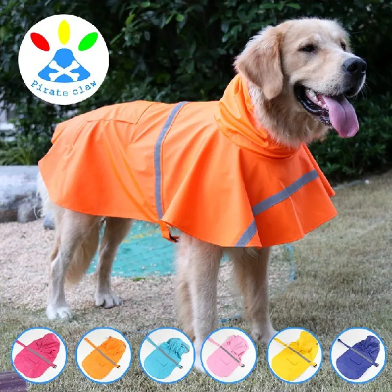 

New pet raincoat dog Raincoat Labrador golden Husky reflective waterproof snow resistant dog clothing small dog clothes
