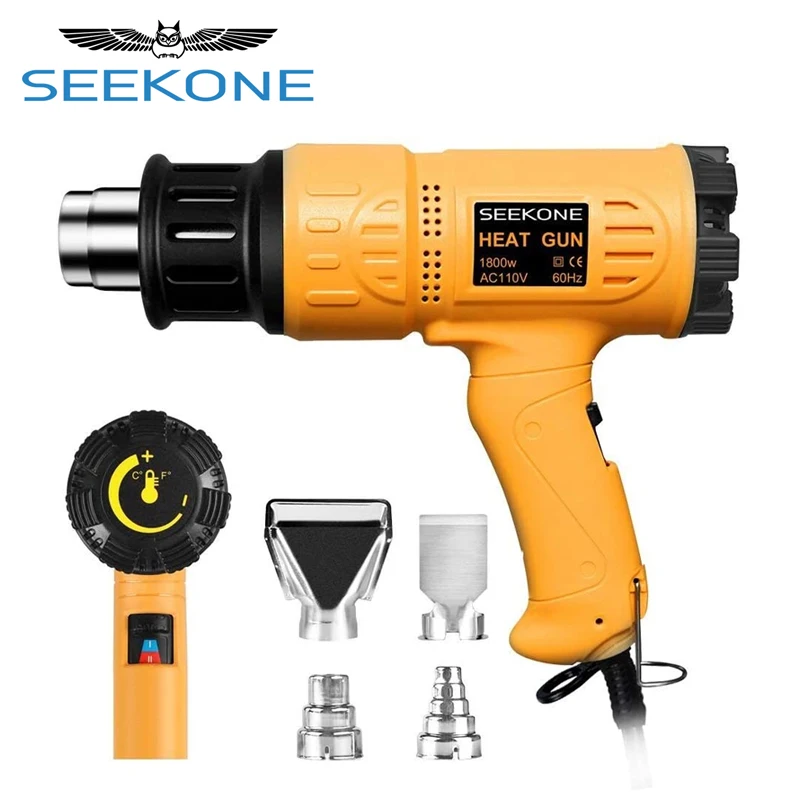 Тепловой пистолет SEEKONE 1800 Вт мощный комплект пистолета горячего воздуха с 2