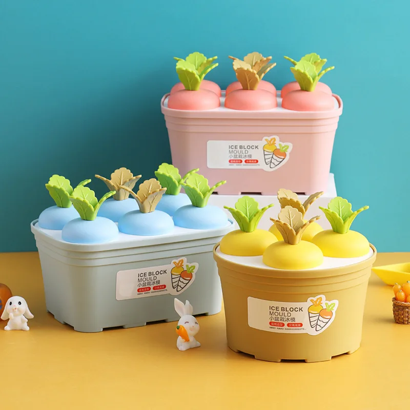 

Creative Cute Potted Ice Cream Mold Children Cartoon Summer Popsicle Making Household 6-Cell Detachable Ice Mold