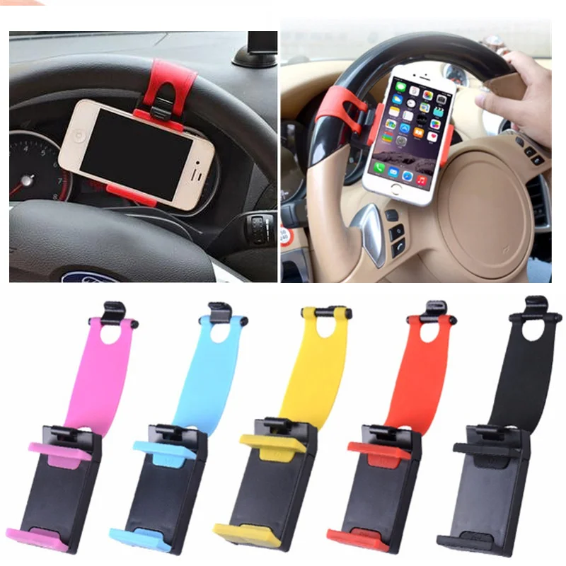Phone Holder Car Steering Wheel Clip Mount GPS Bracket Stand for Huawei Xiaomi IPhone 12