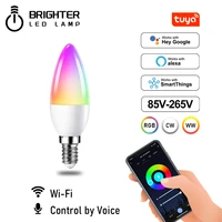voice control smart 5w c37 rgb cw wifi light bulb dimmable led magic lamp 110v 220v work with alexa google home smartthings