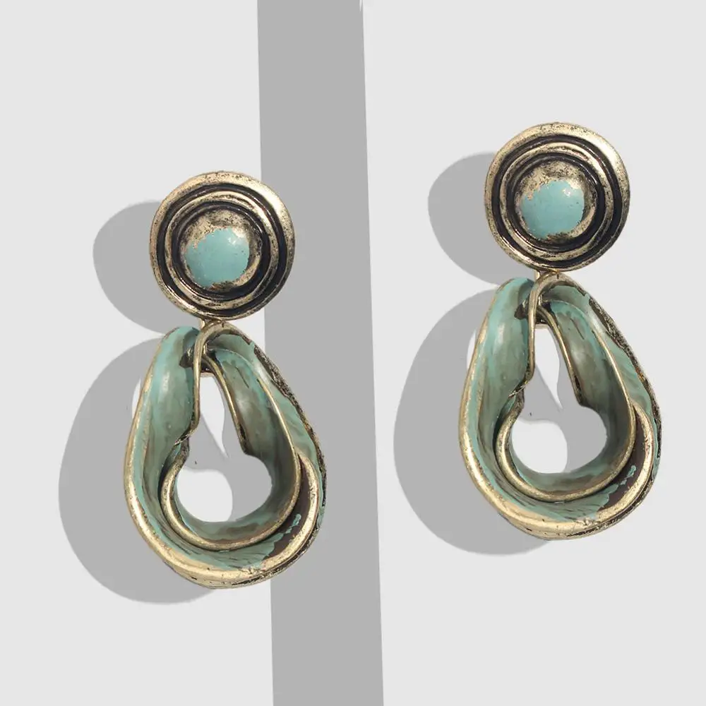 Женские длинные висячие серьги JUST FEEL винтажные металлические золотого цвета из