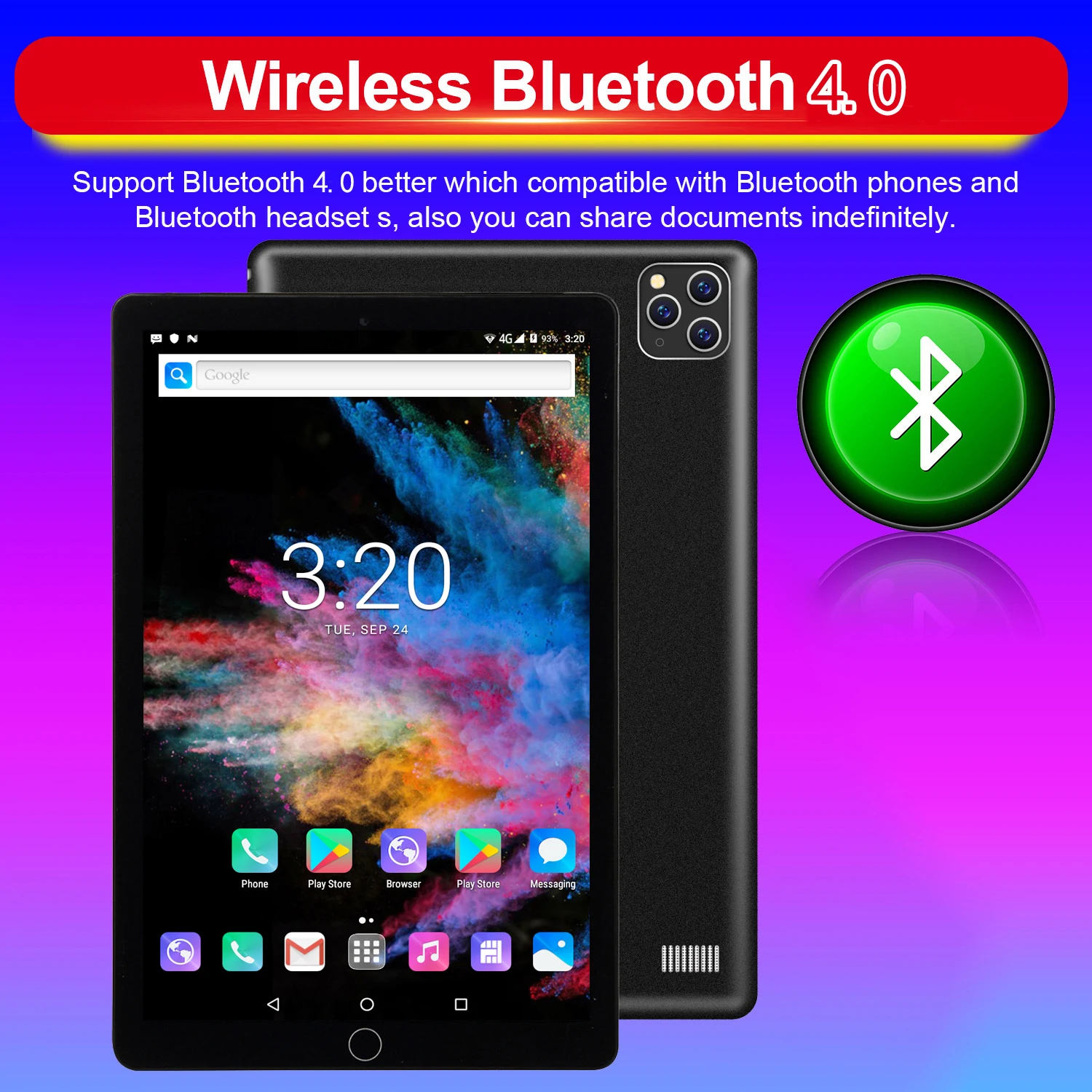 BDF A10 Newest 10.1 Inch Tablets Android 9.0 Octa Core 5MP Rear Camera Dual 4G Phone Call Type-C GPS Bluetooth Wifi Tablet Pc