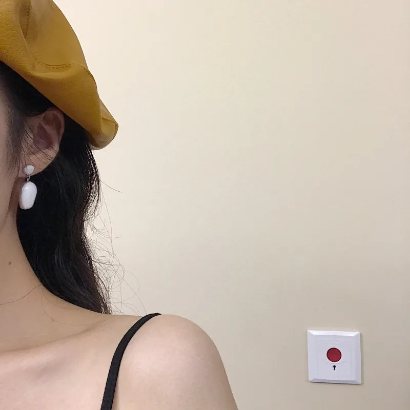 Женские серьги из серебра 925 пробы с малацитом зеленые/белые керамические модные