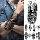 Татуировка Временная водостойкая для мужчин, наклейка на руку, леопард, волк, тигр, летающая птица, летающий медведь, имитация боди-арта