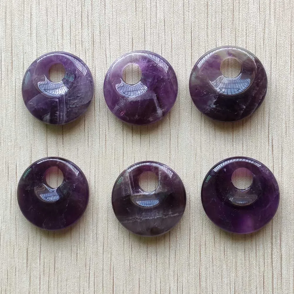 

Natural amethysts Good quality gogo donut charm beads pendant for jewelry accessories making Wholesale 6pcs/lot free shipping