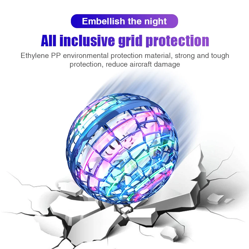 

Hand Operated For Kids Adults Toys Flying Ball Portable Indoor Outdoor Luminous LED Gift Spinner USB Rechargeable Easy Use Drone