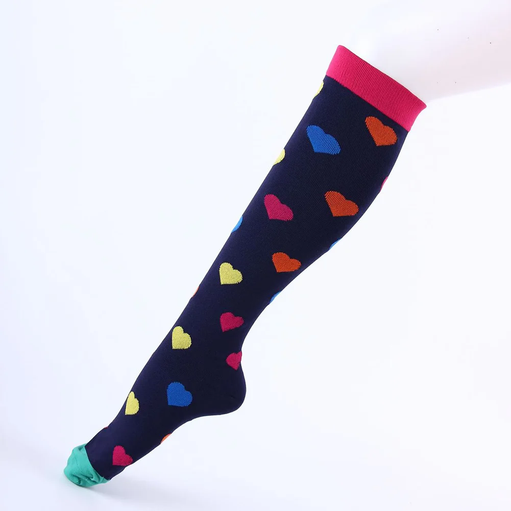 Цветные Компрессионные носки женские Дышащие длинные в полоску и горошек