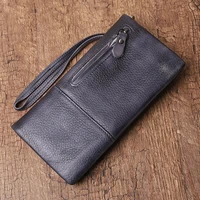 simple casual luxury natural genuine leather ladies long wallet mens first layer cowhide business card multi card hand wallet