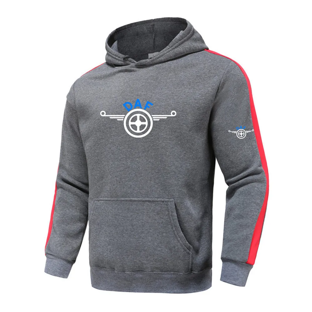

Men's spring and autumn new DAF print patch strip fashion casual sports hip-hop hoodie pocket pullover sweater D19