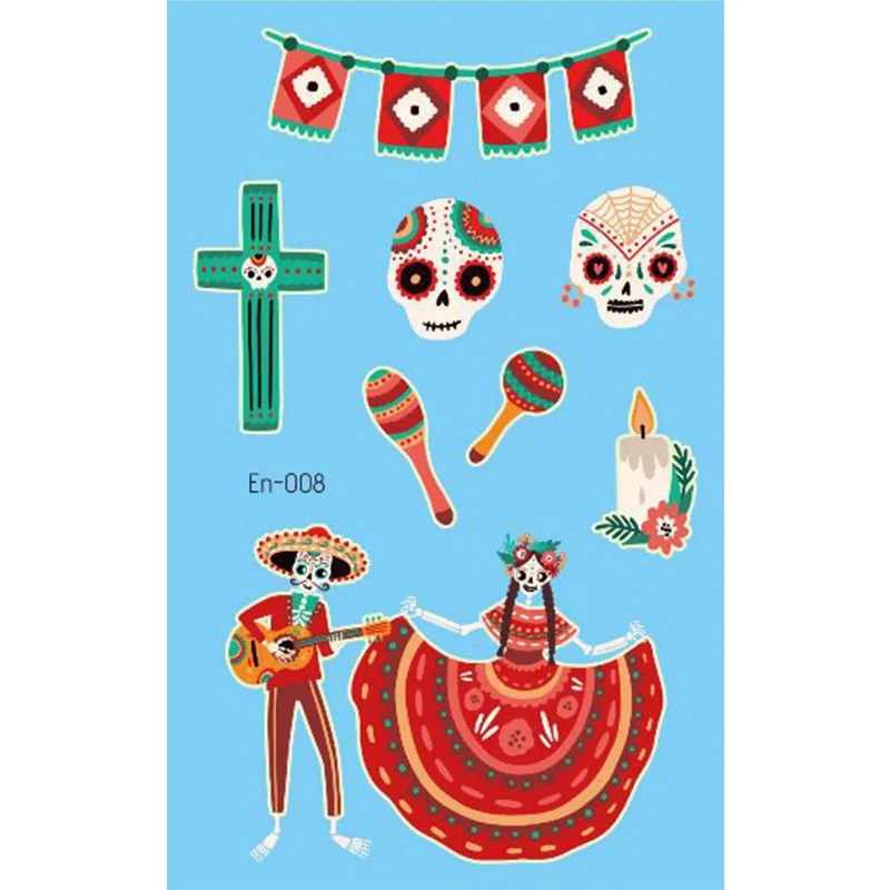 Мексиканский День мертвых Праздничные наклейки детские забавные привидения