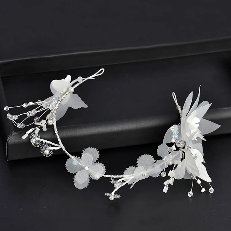 White Yarn Flower Headband Romantic Artificial Floral Hair Accessories Bridal Bridesmaids Wedding Headpiece Fashion Headdress | Украшения и