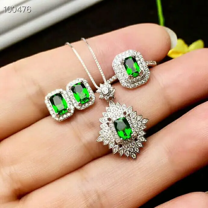 Серьги и кольцо MeiBaPJ из драгоценных камней для женщин серебро 925 пробы набор