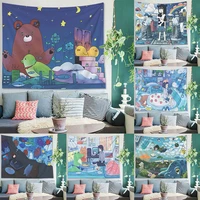hot sale cartoon cute large tapestry for home decor anime girl tapestry wall hanging balcony decorative sun star moon tapiz