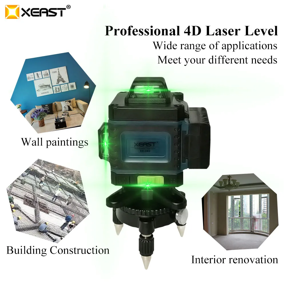 XEAST XE 12L 12 линий зеленая линия 4D самонивелирующийся 360 горизонтальный и